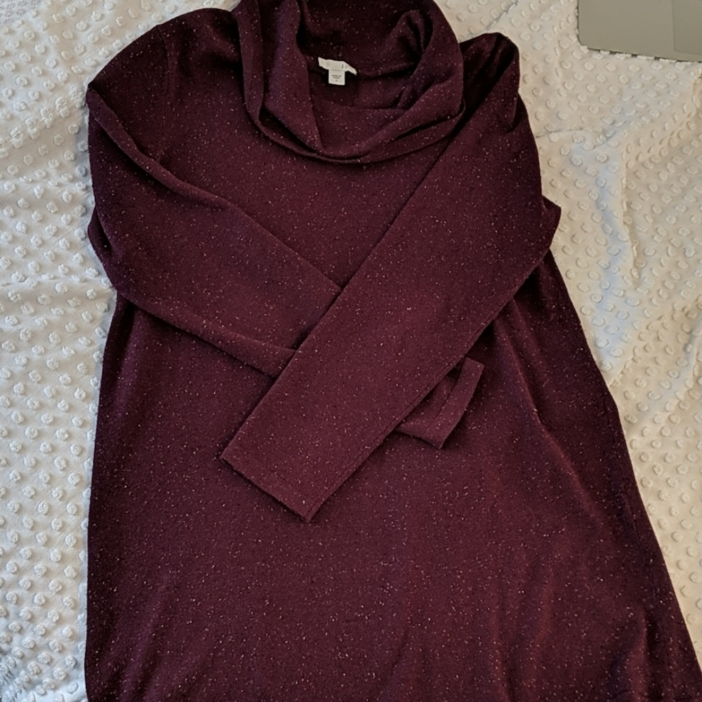 J.Jill Burgundy Cowl Neck Tunic Sweater